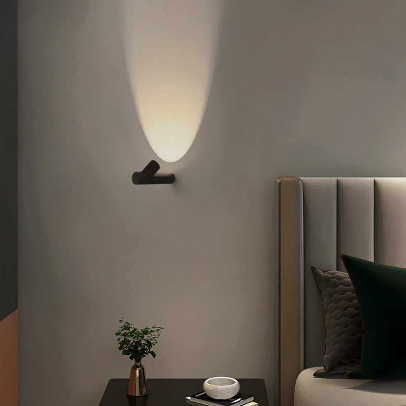 Modern Iron Bedside Wall Light / Large Black / Warm Light