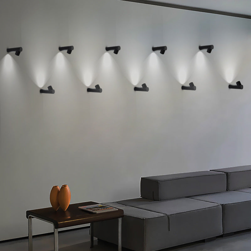 Modern Iron Bedside Wall Light / Large Black / Neutral Light