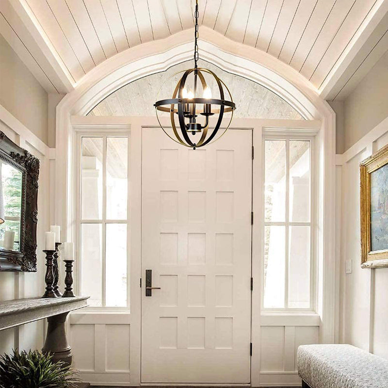 Adjustable Industrial Iron Chandelier / No light source by default / Three heads