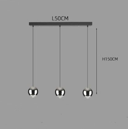 Long-Line LED Globe Pendant Light / 6head golden long plate