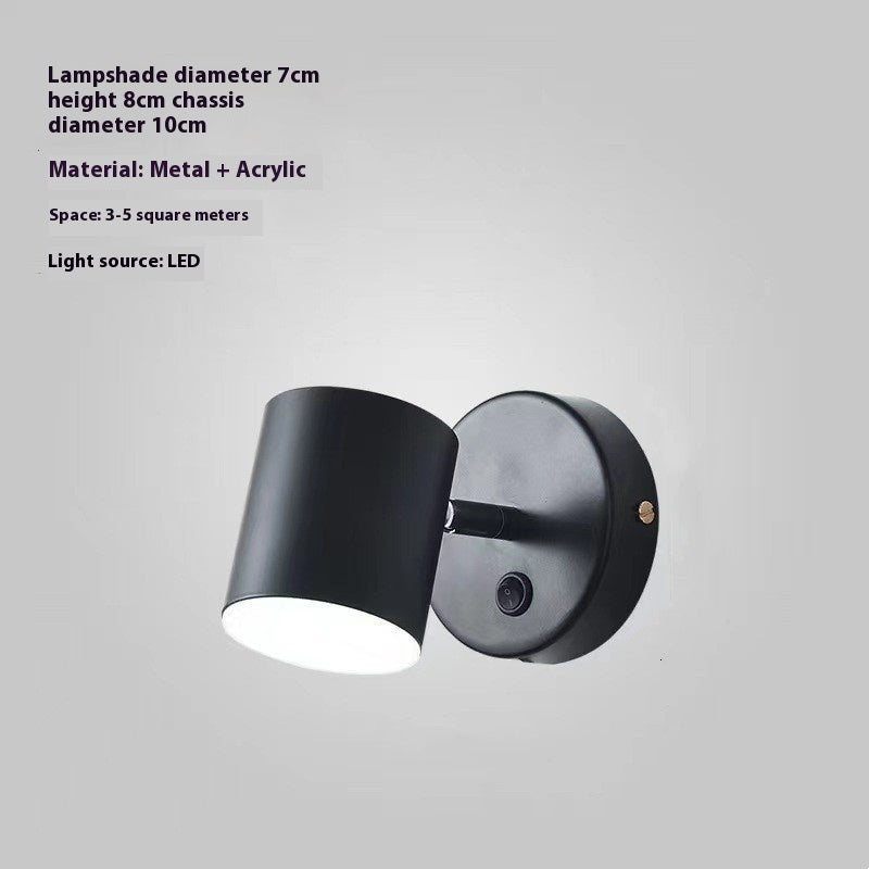 Rotatable Mirror Reading Wall Light / Neutral Light / B Style Black With Switch